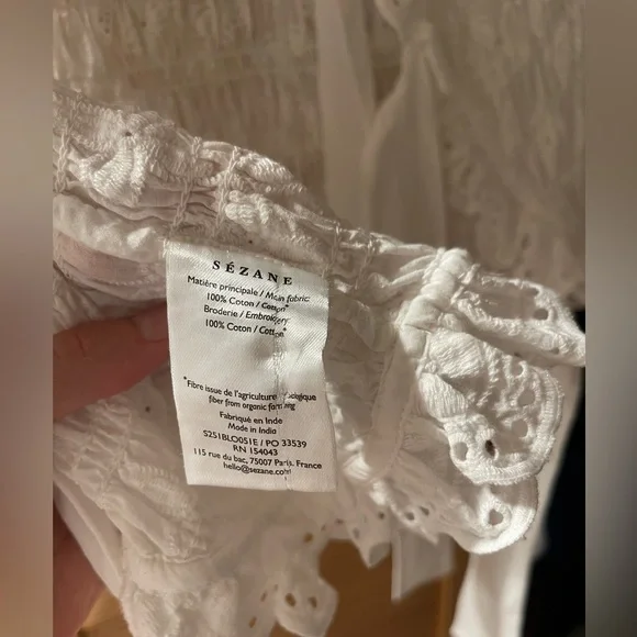 Sezane Liorane Blouse Ecru - Size 4 - Picture 3 of 8